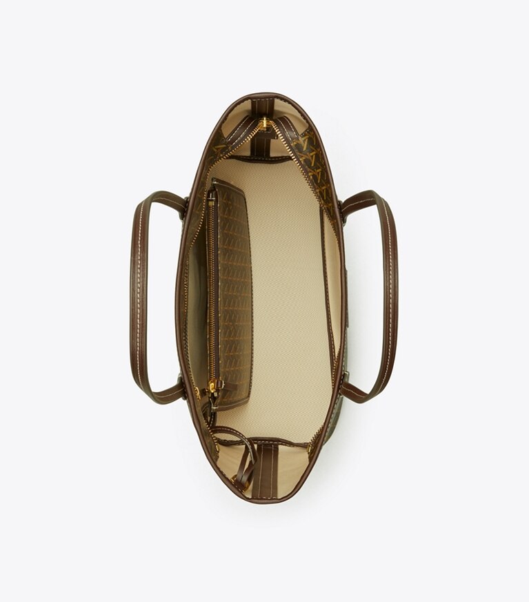 Tory Burch designer cabas Petit fourre-tout à glissière Ever-Ready dans Chocolate vue du dessus