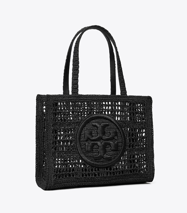 Tory Burch designer cabas Petit fourre-tout Ella crocheté à la main dans Black angle