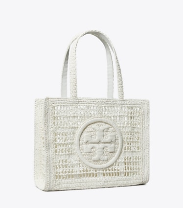 Tory Burch designer cabas Petit fourre-tout Ella crocheté à la main dans White angle