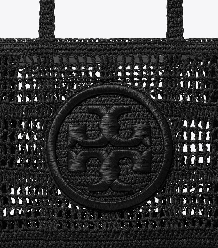Tory Burch designer cabas Petit fourre-tout Ella crocheté à la main dans Black détails
