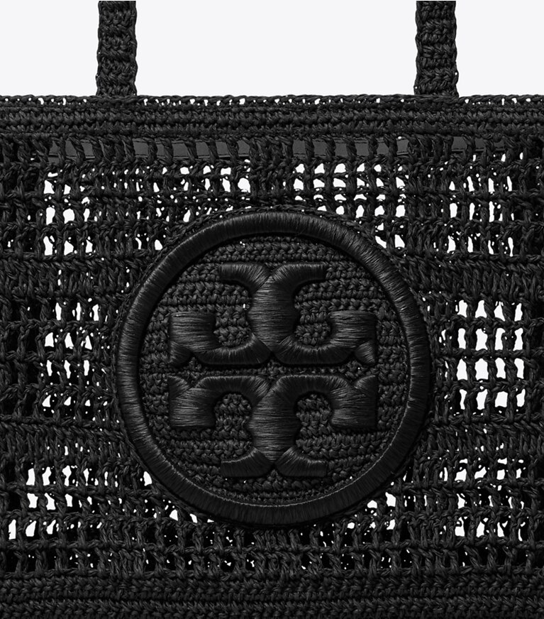 Tory Burch designer cabas Petit fourre-tout Ella crocheté à la main dans Black détails