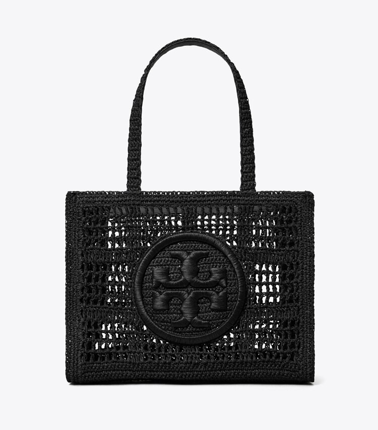 Tory Burch designer cabas Petit fourre-tout Ella crocheté à la main dans Black de face