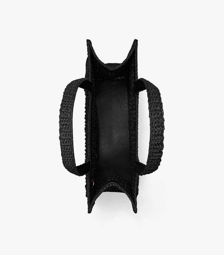 Tory Burch designer cabas Petit fourre-tout Ella crocheté à la main dans Black vue du dessus