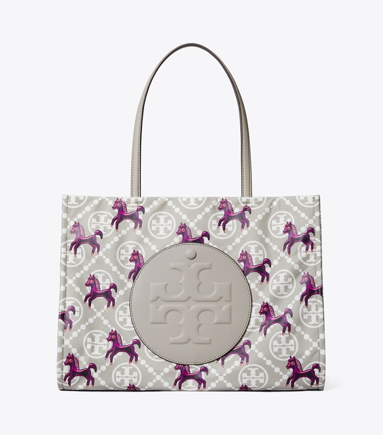 Tory Burch designer cabas Petit fourre-tout Ella Horse en nylon dans Gray / Magenta de face
