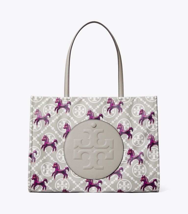 Tory Burch designer cabas Petit fourre-tout Ella Horse en nylon dans Gray / Magenta de face