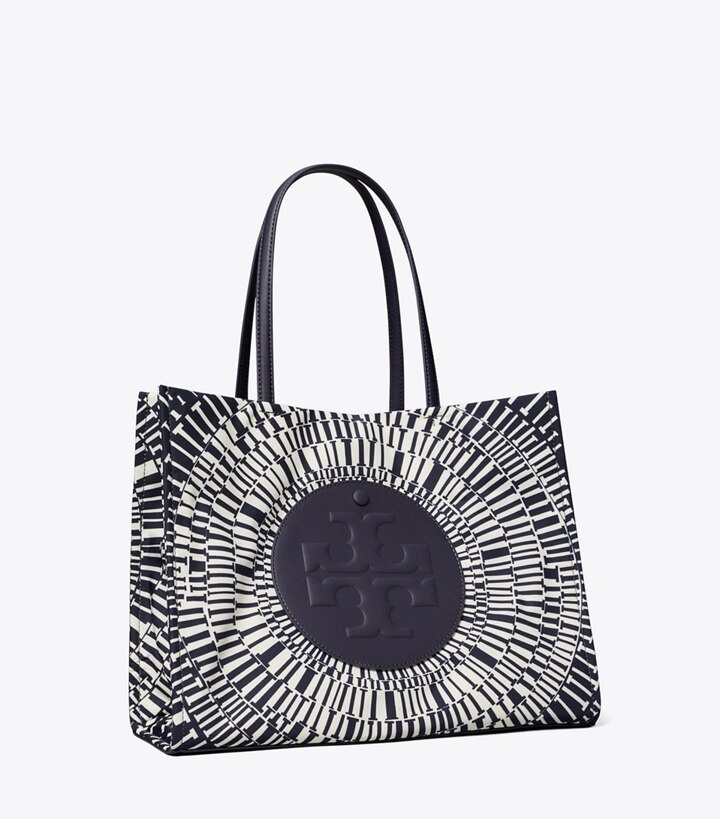Tory Burch designer cabas Petit fourre-tout Ella imprimé dans Navy Circle angle