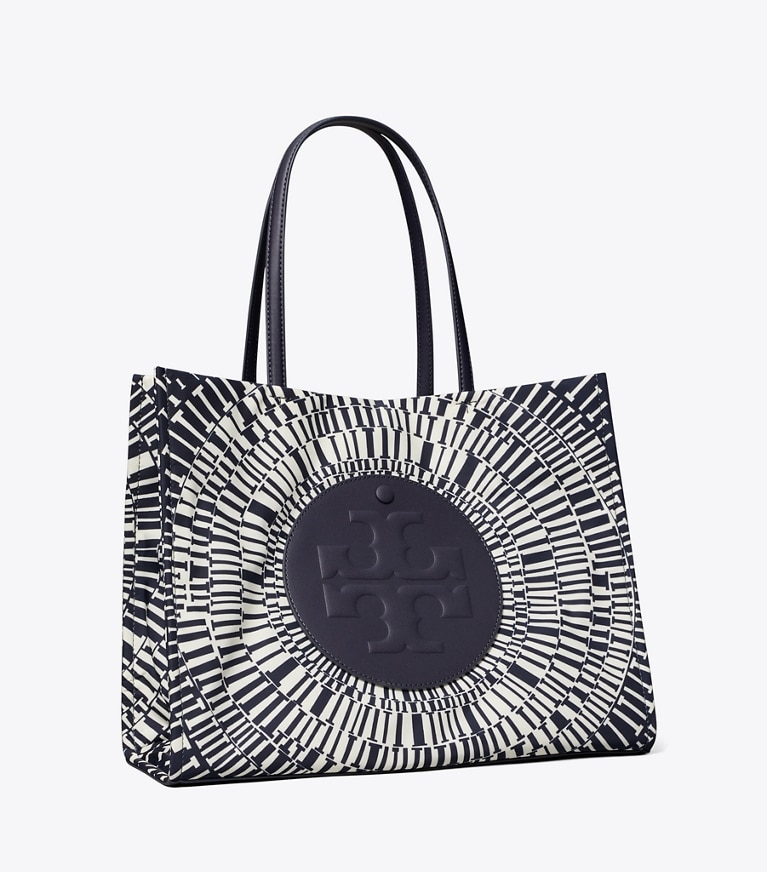 Tory Burch designer cabas Petit fourre-tout Ella imprimé dans Navy Circle angle