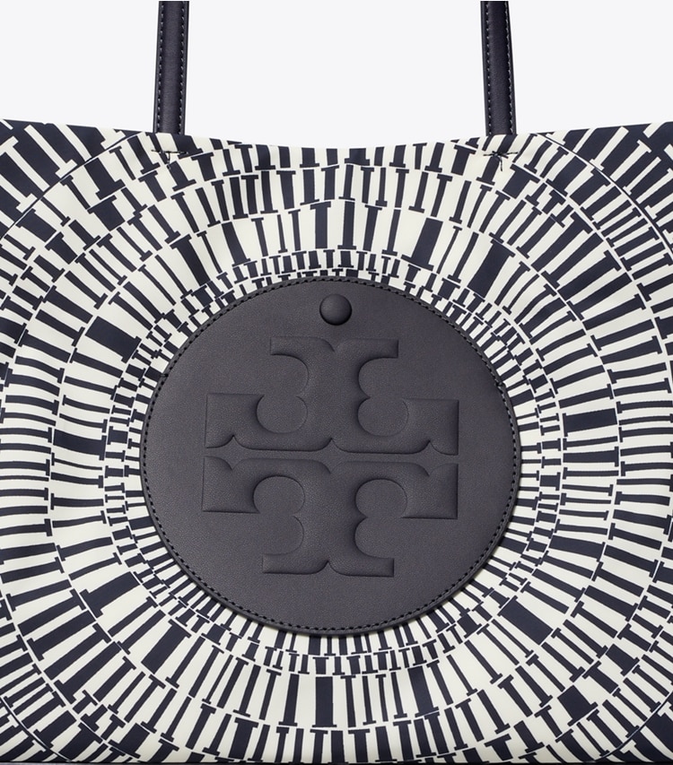 Tory Burch designer cabas Petit fourre-tout Ella imprimé dans Navy Circle détails