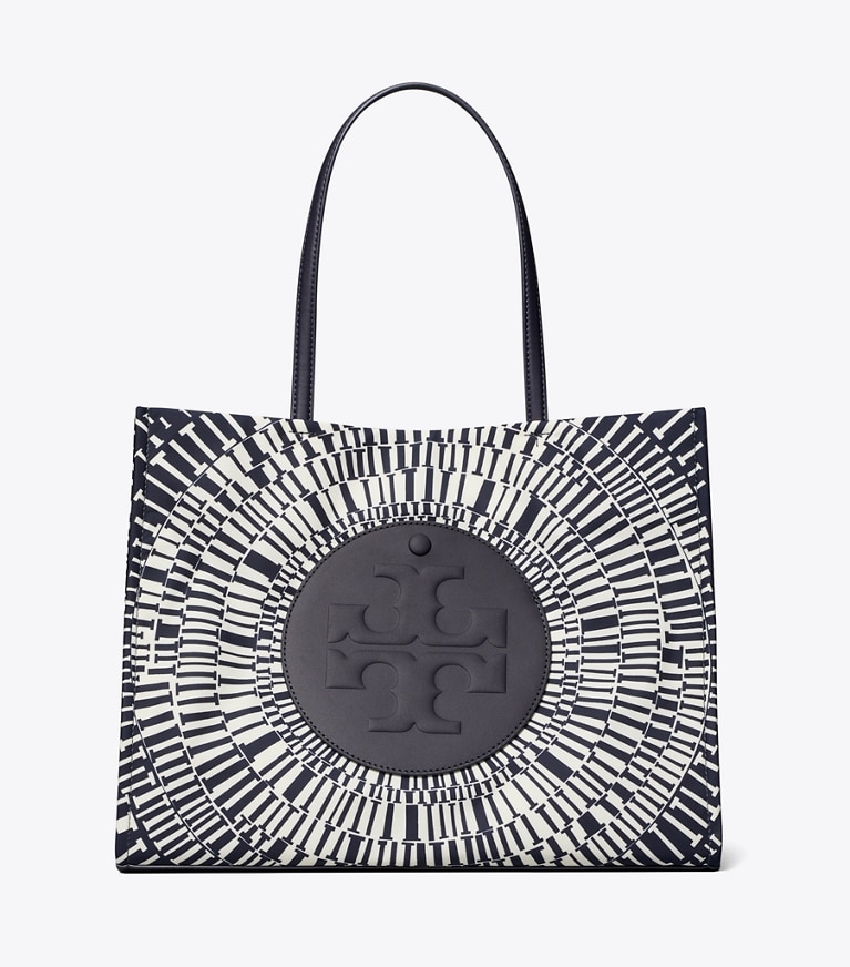 Tory Burch designer cabas Petit fourre-tout Ella imprimé dans Navy Circle de face