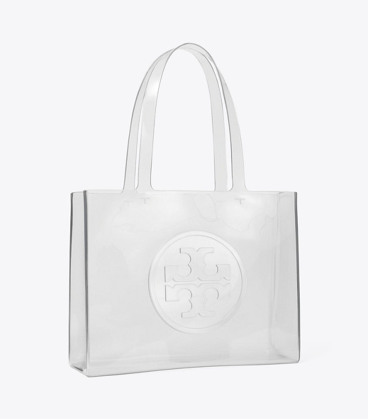 Tory Burch designer cabas Petit fourre-tout Ella transparent dans Crystal Clear angle