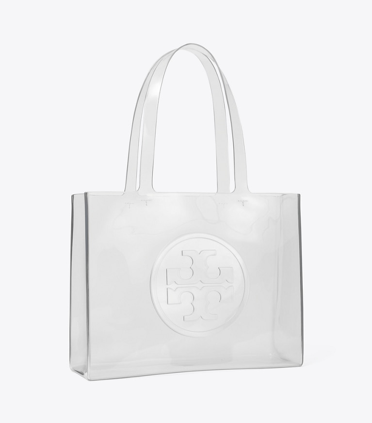 Tory Burch designer cabas Petit fourre-tout Ella transparent dans Crystal Clear angle