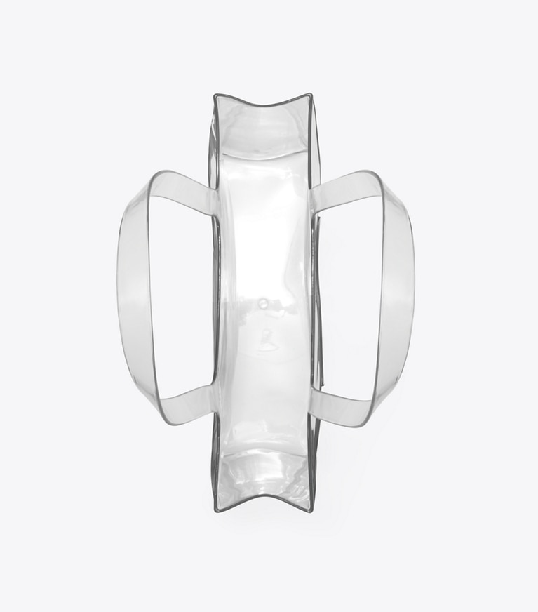 Tory Burch designer cabas Petit fourre-tout Ella transparent dans Crystal Clear vue du dessus