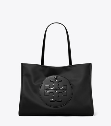 Tory Burch designer cabas Petit fourre-tout Ella verni dans Black de face