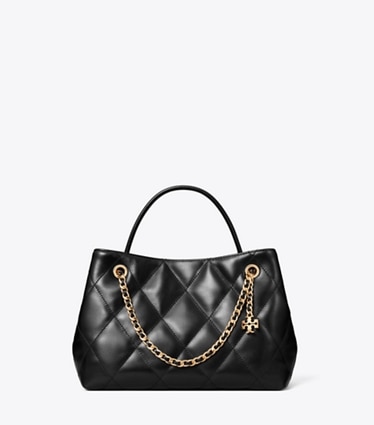 Tory Burch designer sacs à bandoulière Petit fourre-tout Fleming dans Black de face
