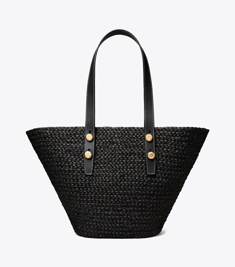 Tory Burch designer cabas Petit fourre-tout panier Romy dans Black de face