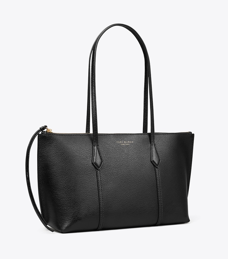 Tory Burch designer cabas Petit fourre-tout Perry à glissière dans Black angle