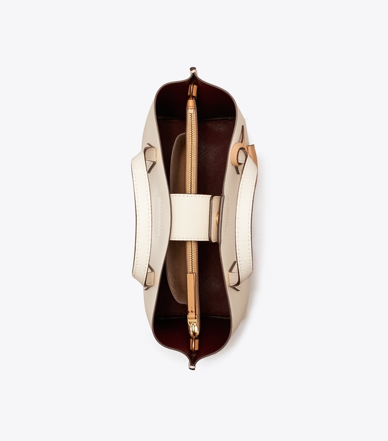 Tory Burch designer cabas Petit fourre-tout Perry à trois compartiments dans NEW IVORY vue du dessus