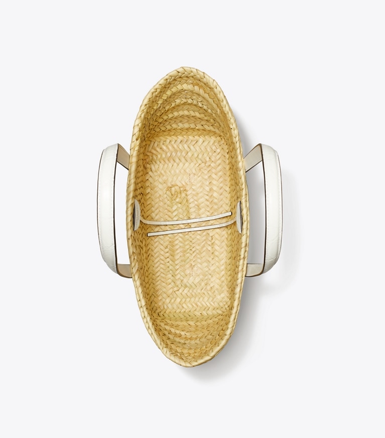 Tory Burch designer cabas Petit panier Ella en paille in Blanc angle