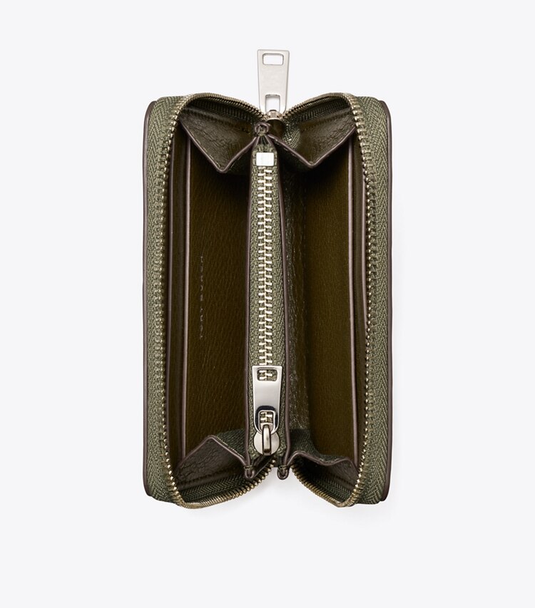 Tory Burch designer portefeuilles Petit portefeuille Charlie matelassé zippé in Dark Olive dessus