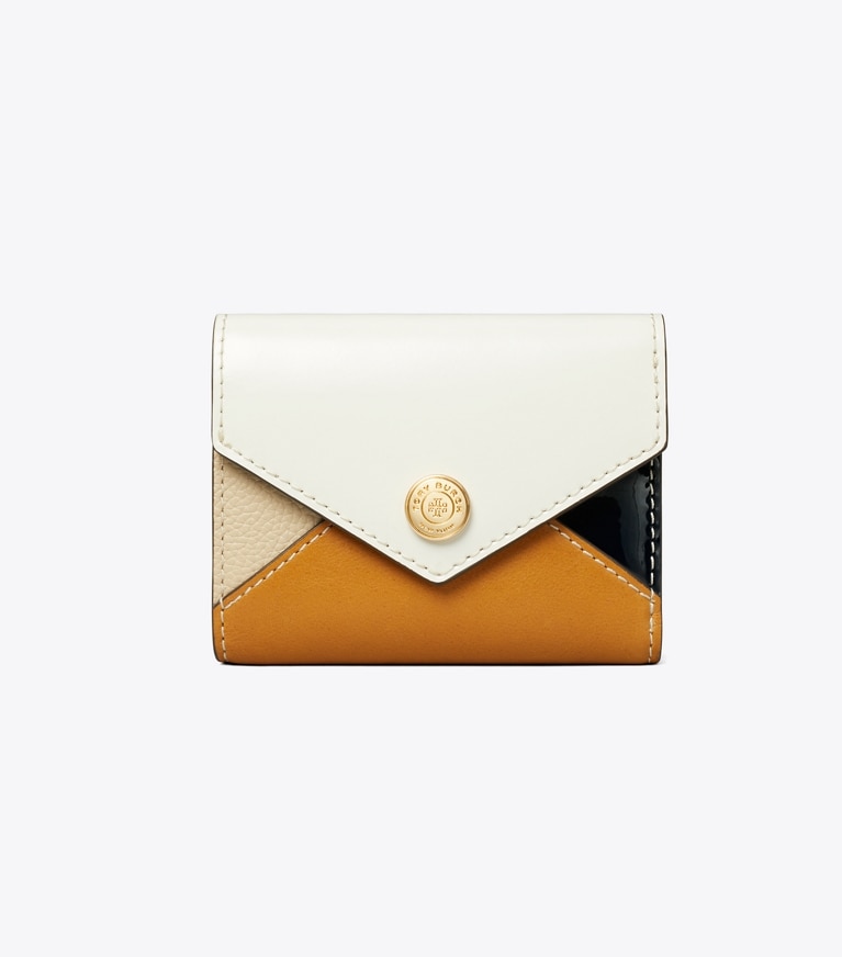 Tory Burch designer portefeuilles Petit portefeuille color-block dans Blanc Multi de face