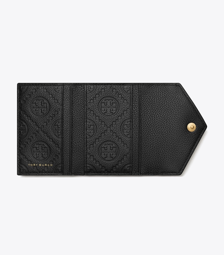 Tory Burch designer portefeuilles Petit portefeuille enveloppe en cuir grainé in Black angle