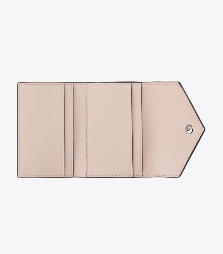 Tory Burch designer portefeuilles Petit portefeuille enveloppe en cuir dans Soft Pink Multi vue du dessus