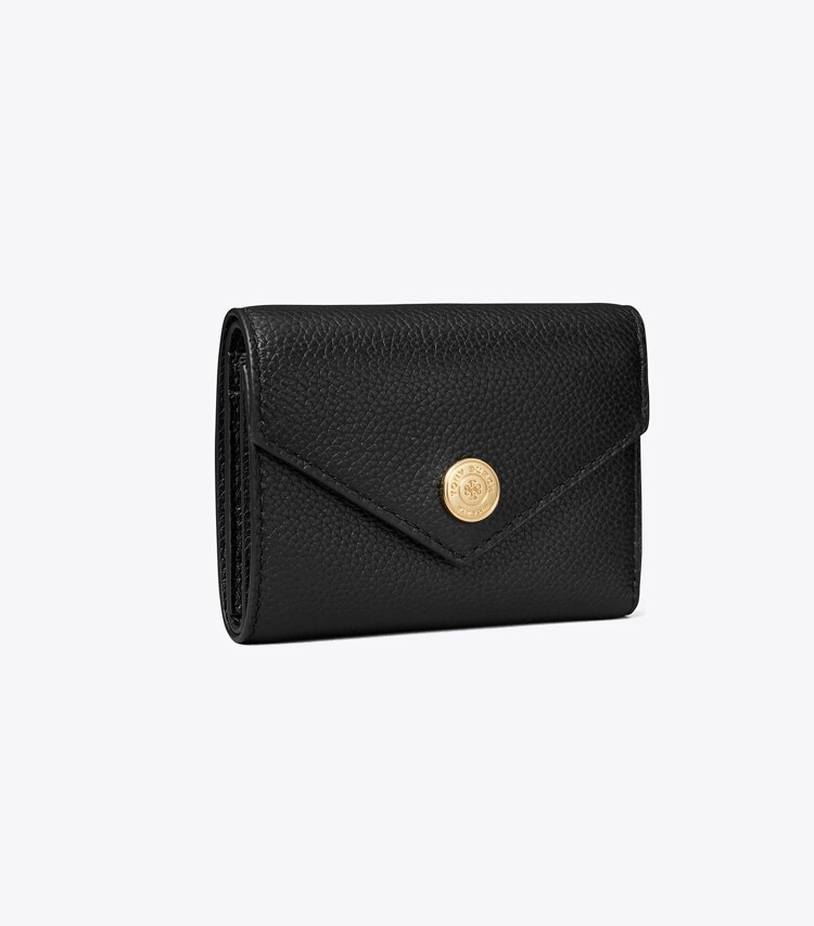 Tory Burch designer portefeuilles Petit portefeuille grainé dans Black angle