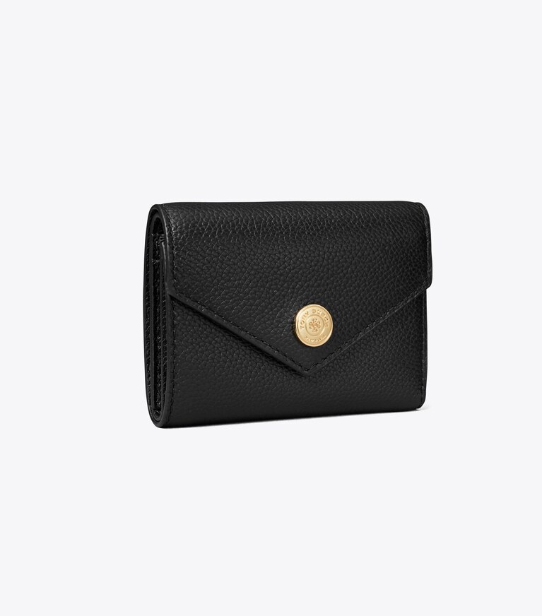 Tory Burch designer portefeuilles Petit portefeuille grainé dans Black angle