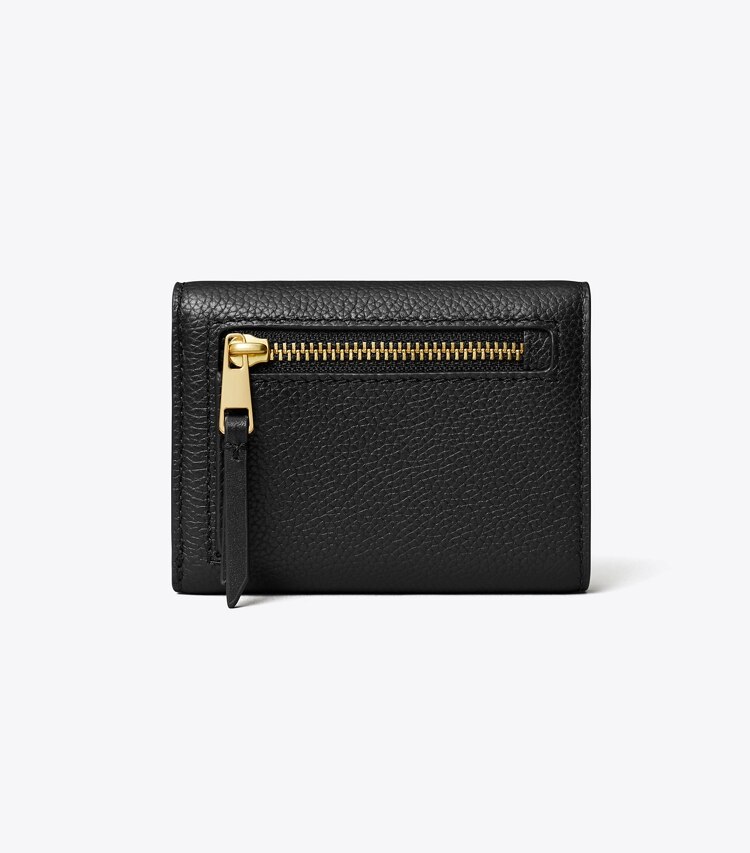 Tory Burch designer portefeuilles Petit portefeuille grainé dans Black retour