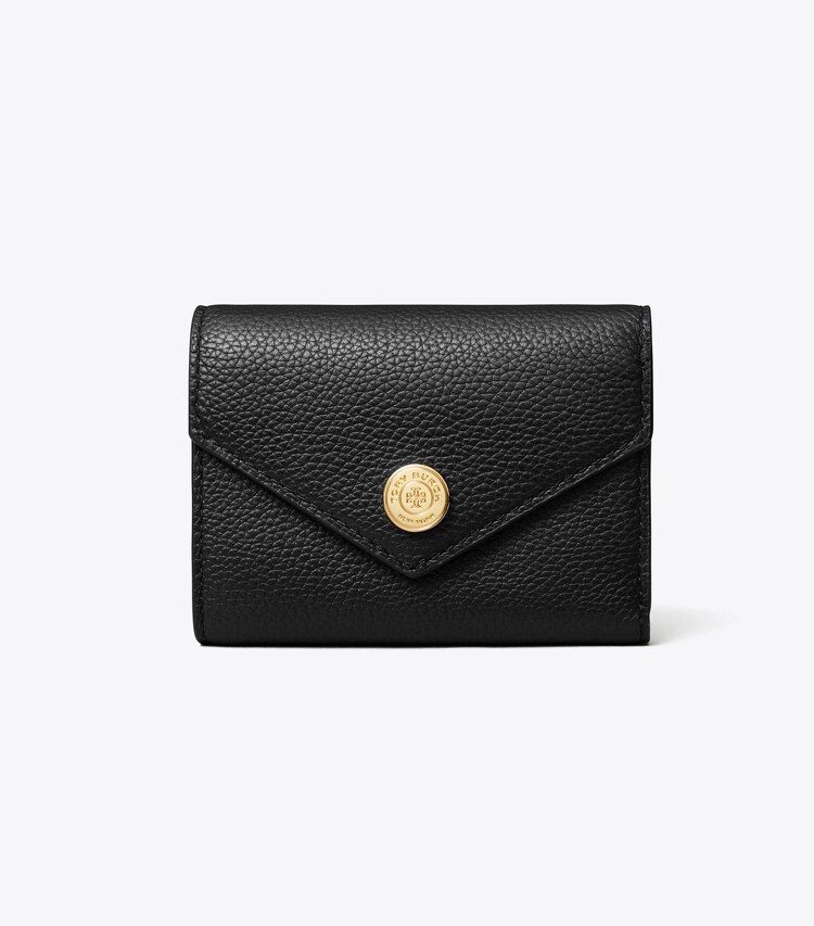 Tory Burch designer portefeuilles Petit portefeuille grainé dans Black de face