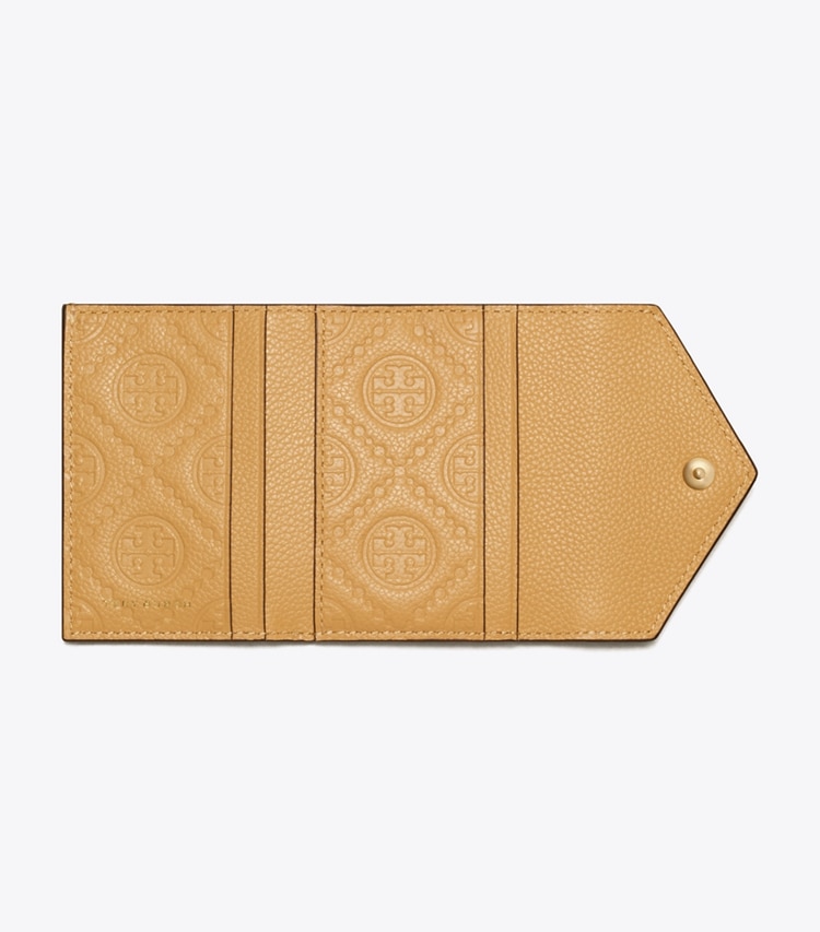 Tory Burch designer portefeuilles Petit portefeuille grainé dans Biscotti vue du dessus