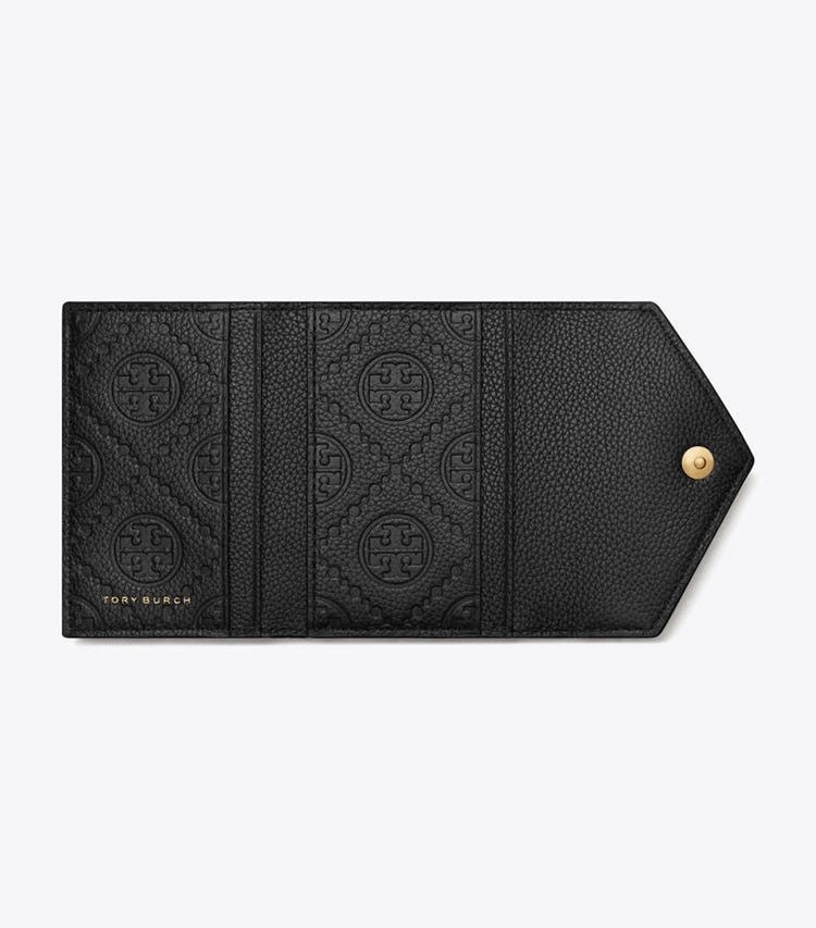 Tory Burch designer portefeuilles Petit portefeuille grainé dans Black vue du dessus