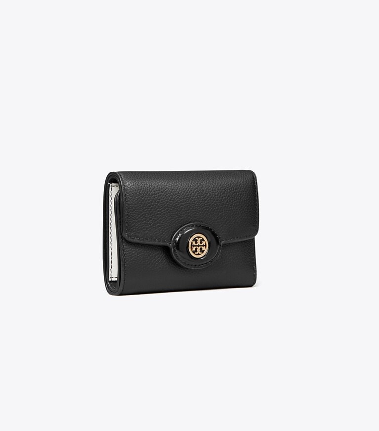 Tory Burch designer portefeuilles Petit portefeuille Robinson grainé in Black angle