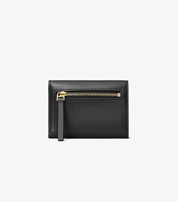 Tory Burch designer portefeuilles Petit portefeuille Robinson grainé in Black retour