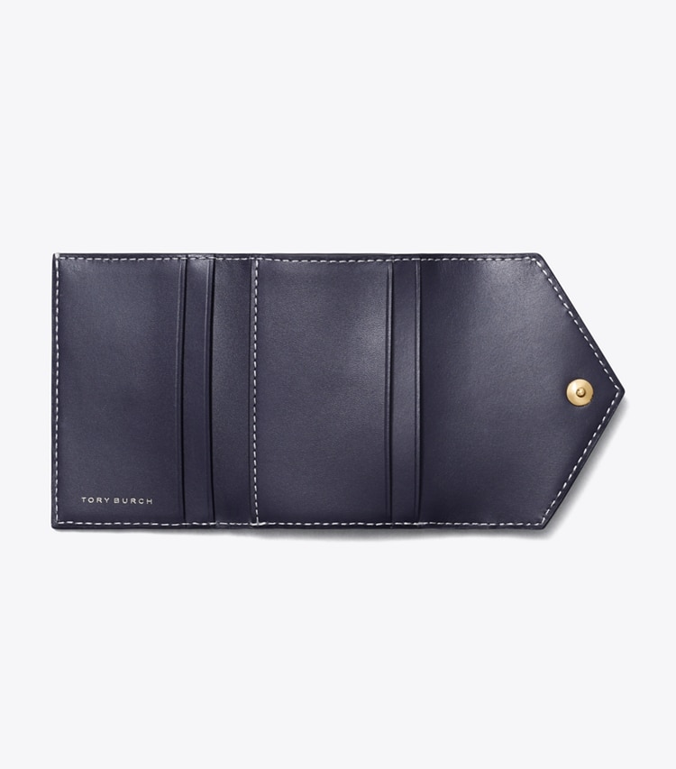 Tory Burch designer portefeuilles Petit portefeuille T Monogram dans Tory Navy vue du dessus