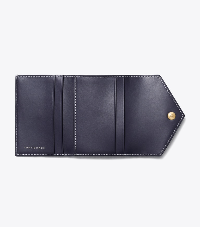 Tory Burch designer portefeuilles Petit portefeuille T Monogram dans Tory Navy vue du dessus
