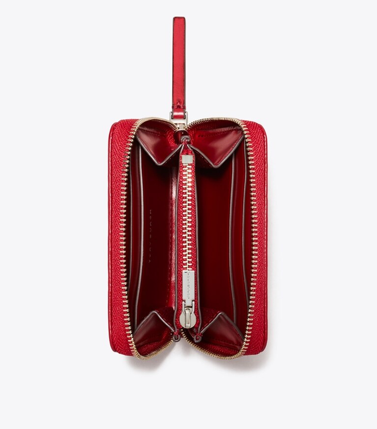 Tory Burch designer portefeuilles Petit portefeuille zippé Kira à matelassage losange in Red dessus