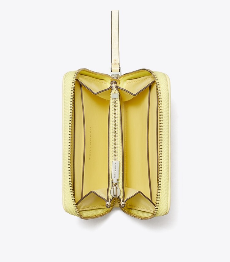 Tory Burch designer portefeuilles Petit portefeuille zippé Kira Diamond Quilt Clover dans Frozen Zest vue du dessus