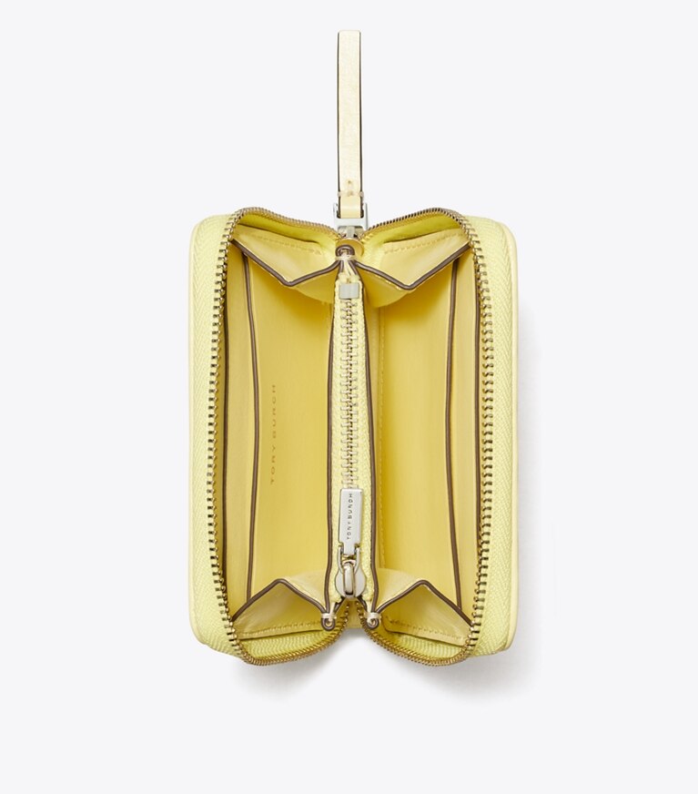 Tory Burch designer portefeuilles Petit portefeuille zippé Kira Diamond Quilt Clover dans Frozen Zest vue du dessus