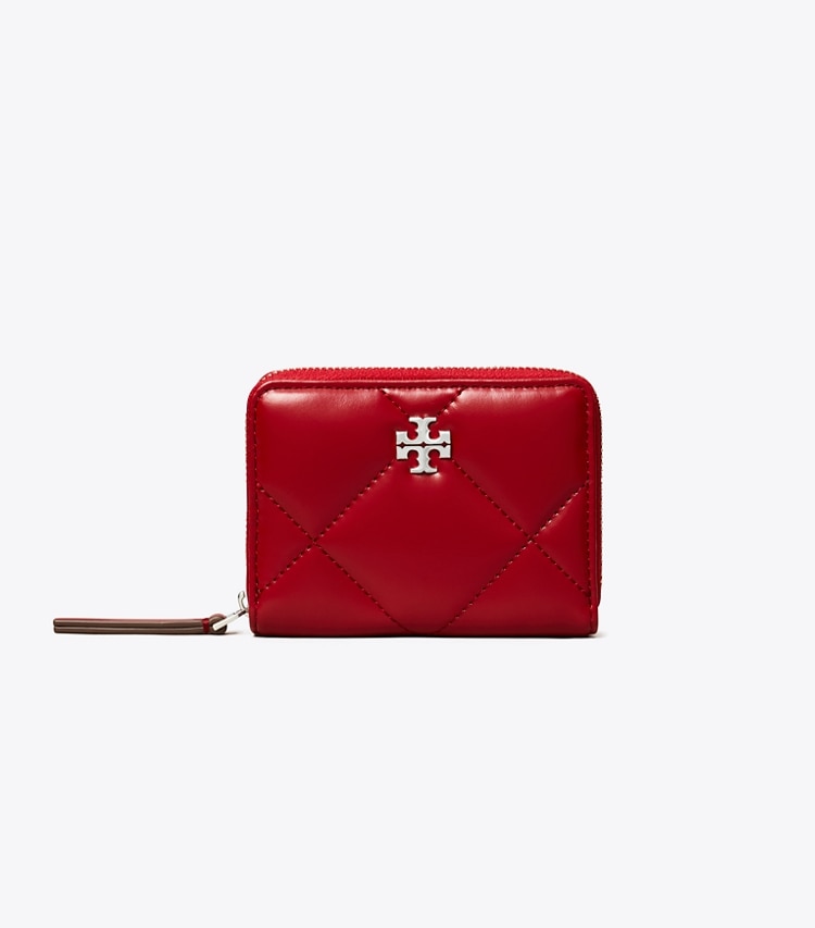Tory Burch designer portefeuilles Petit portefeuille zippé Kira matelassé dans Red de face