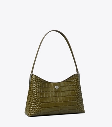 Tory Burch designer sacs porté épaule Petit sac porté épaule Robinson embossé façon croco dans Green Khaki angle