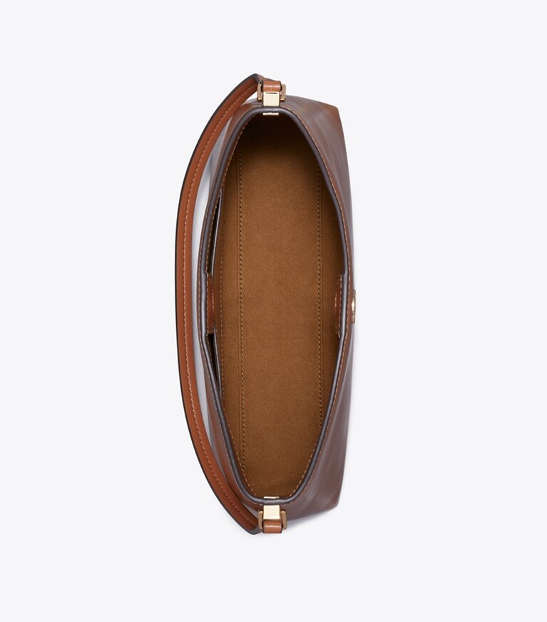 Tory Burch designer sacs porté épaule Petit sac porté épaule Robinson dans Aged Tan vue du dessus