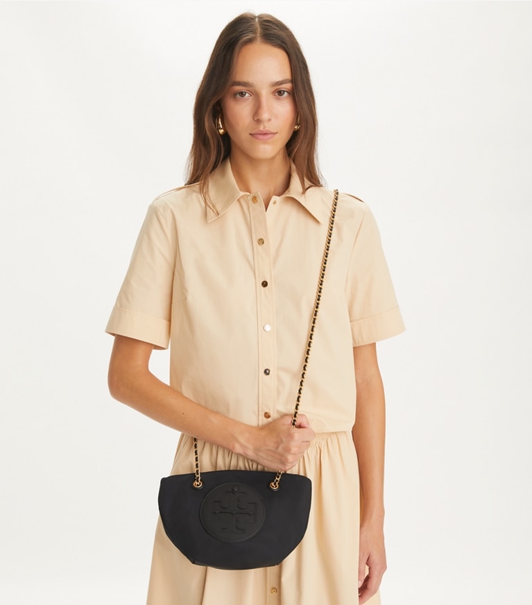 Tory Burch designer sacs à bandoulière Petit sac à bandoulière chaîne Ella in Black angle