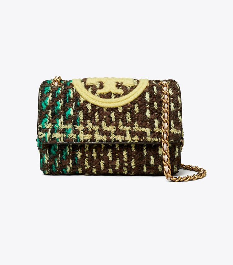 Tory Burch designer sacs porté épaule Petit sac à bandoulière convertible Fleming en tweed souple dans Multi de face