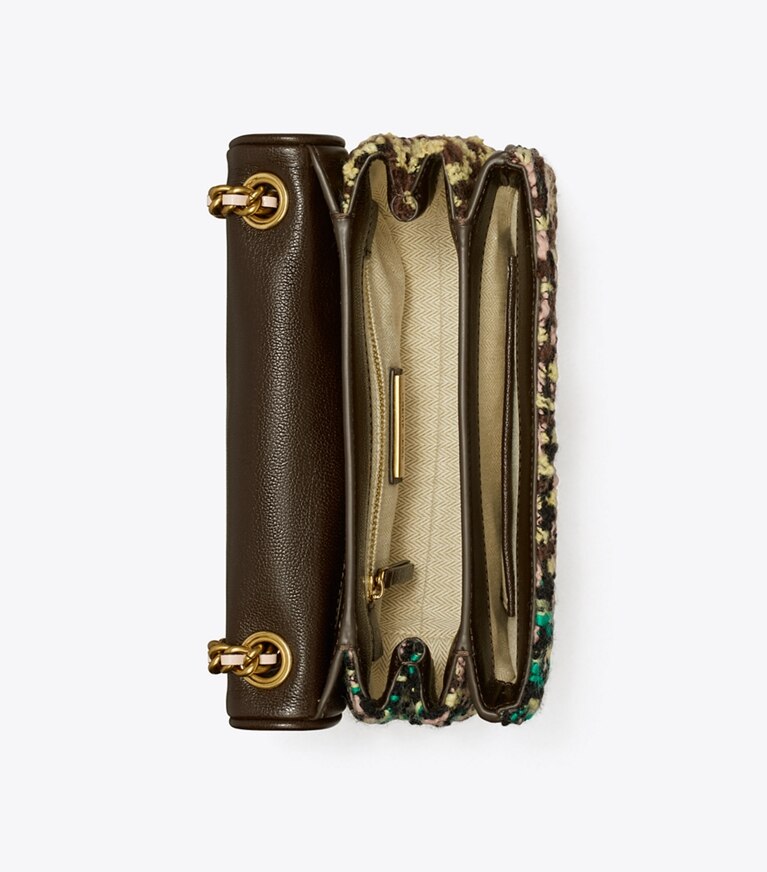 Tory Burch designer sacs porté épaule Petit sac à bandoulière convertible Fleming en tweed souple dans Multi vue du dessus