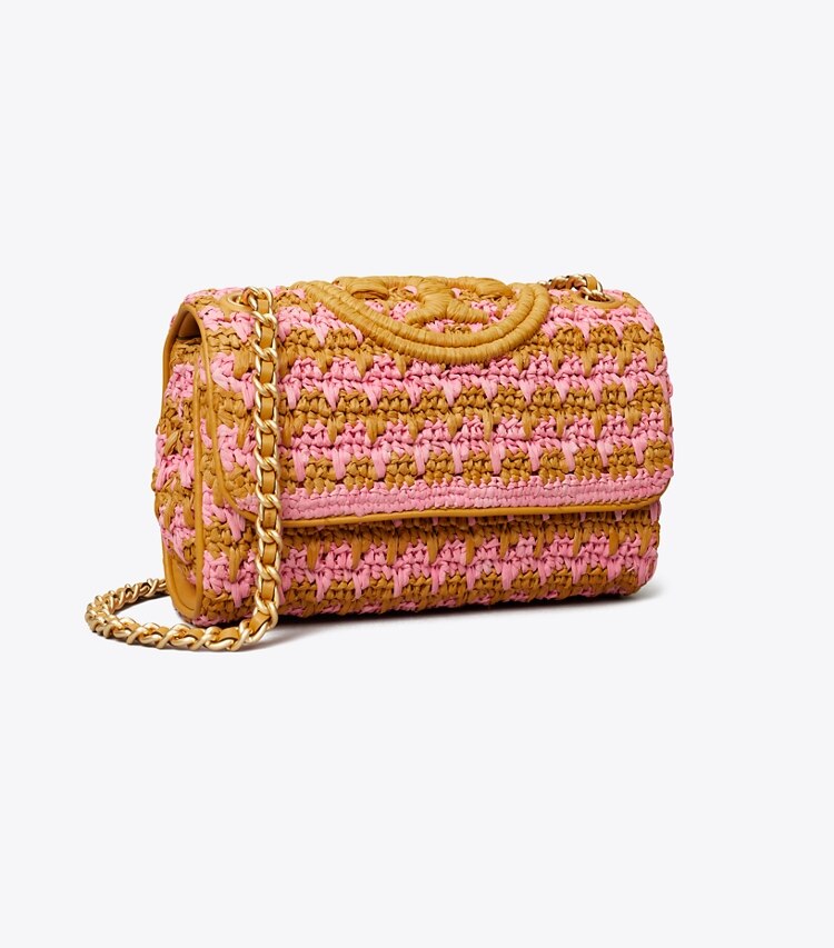 Tory Burch designer sacs porté épaule Petit sac à bandoulière convertible Fleming Soft Crochet dans Pink Carnation Multi angle