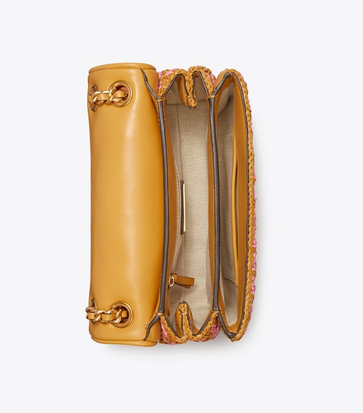 Tory Burch designer sacs porté épaule Petit sac à bandoulière convertible Fleming Soft Crochet dans Pink Carnation Multi vue du dessus