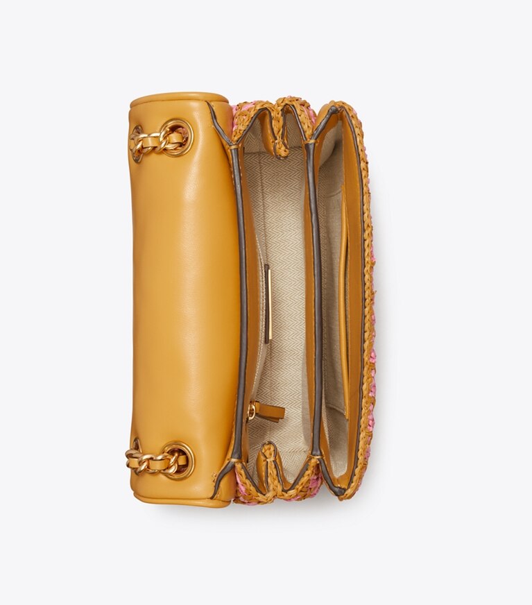 Tory Burch designer sacs porté épaule Petit sac à bandoulière convertible Fleming Soft Crochet dans Pink Carnation Multi vue du dessus