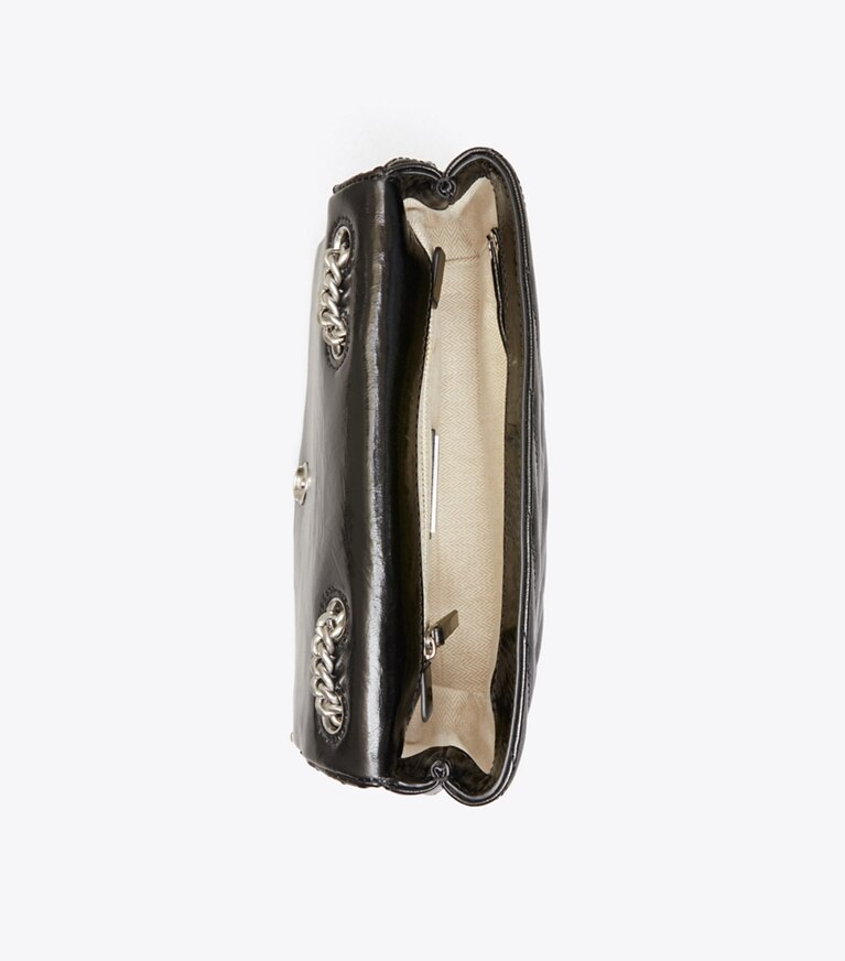 Tory Burch designer sacs porté épaule Petit sac à bandoulière convertible Kira Chevron texturé dans Black vue du dessus
