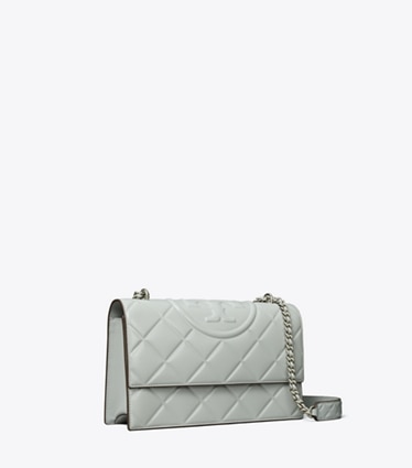 Tory Burch designer sacs porté épaule Petit sac à bandoulière Fleming dans Gray angle
